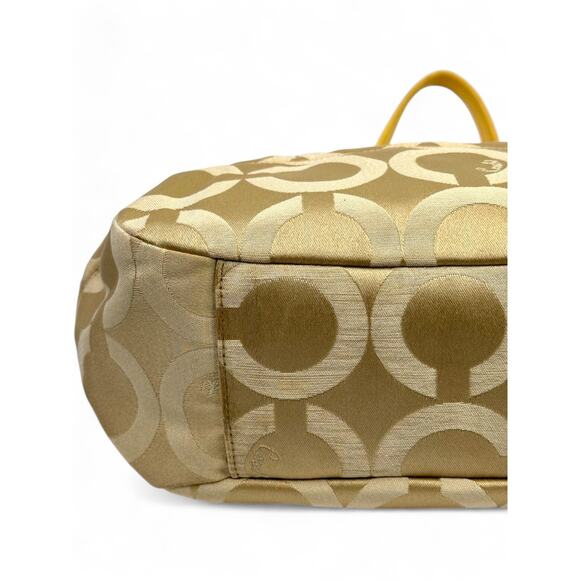 Coach Y2K Madison Tribeca Op Art Gold Sateen & Patent Leather Tote - Picture 11 of 16